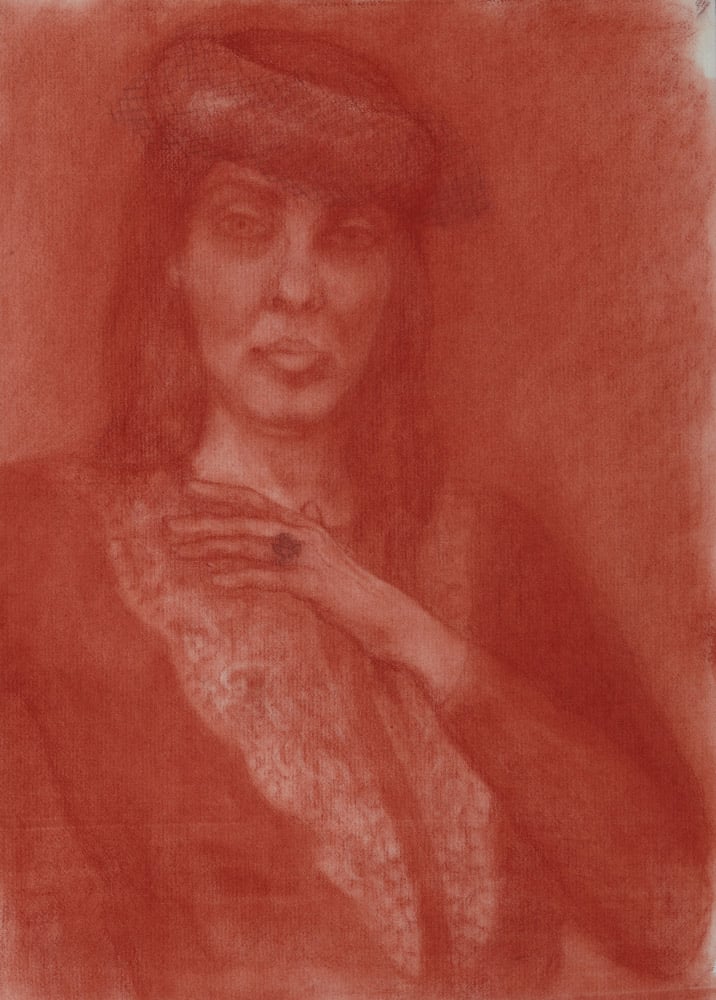 Self-portrait in red chalk, 2013