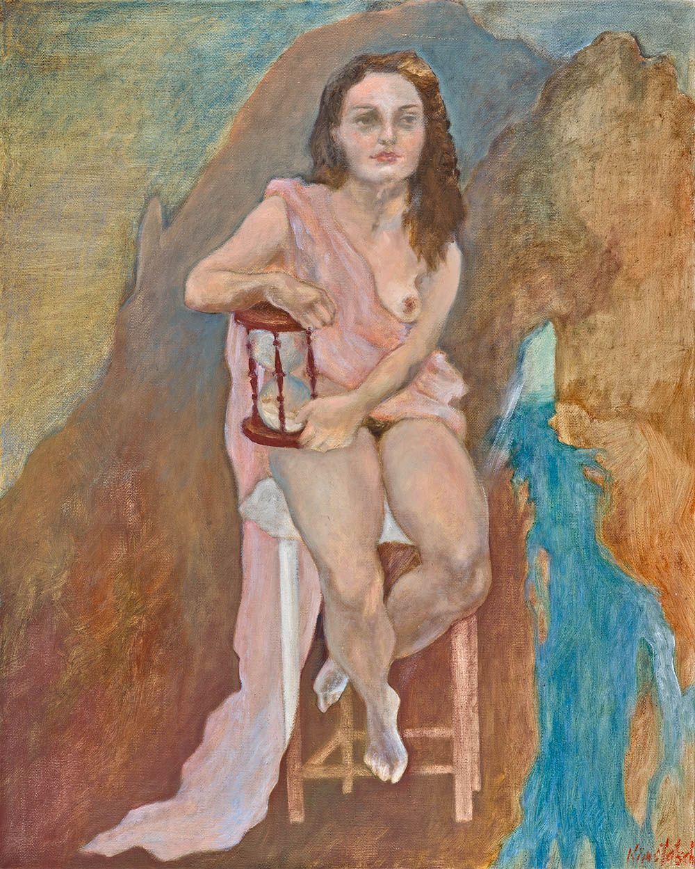 Matter of Time, oil on herringbone linen, 2016