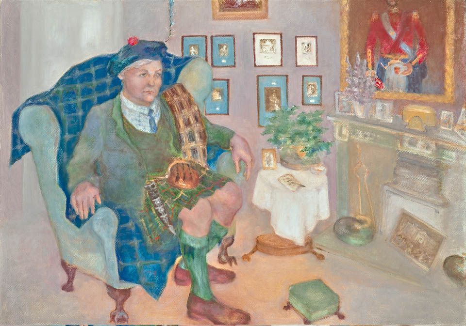 Of Stuart, a name once respected, A name, which to love was the mark of a true heart", portrait of Sir Roderick Stewart-Meiklejohn, oil on linen, 2015