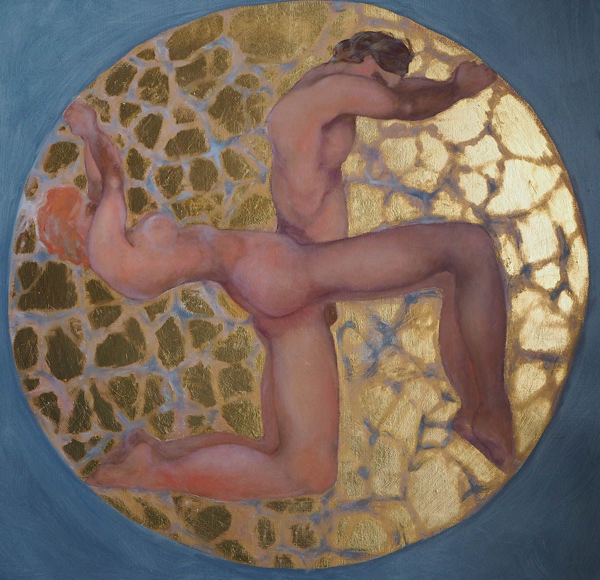 Suncross, oil and 22K gold on canvas, 2017